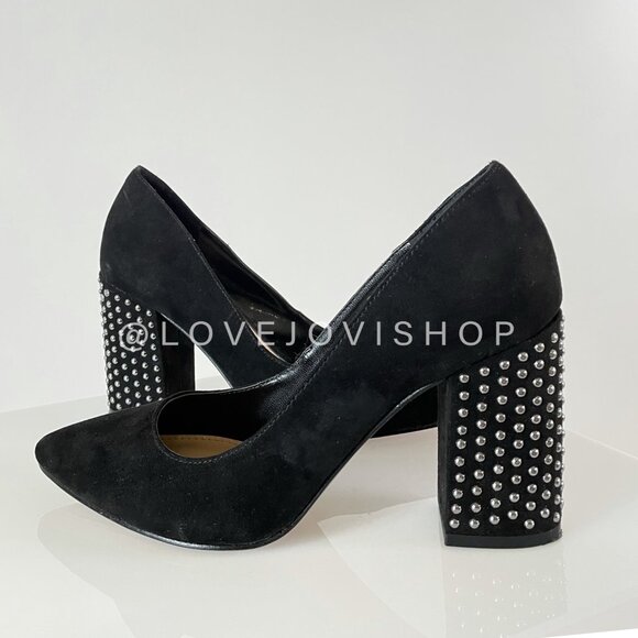 Maximalist | Black Suede Pumps with Studded Block Heel | Jessica Simpson - Picture 3 of 12